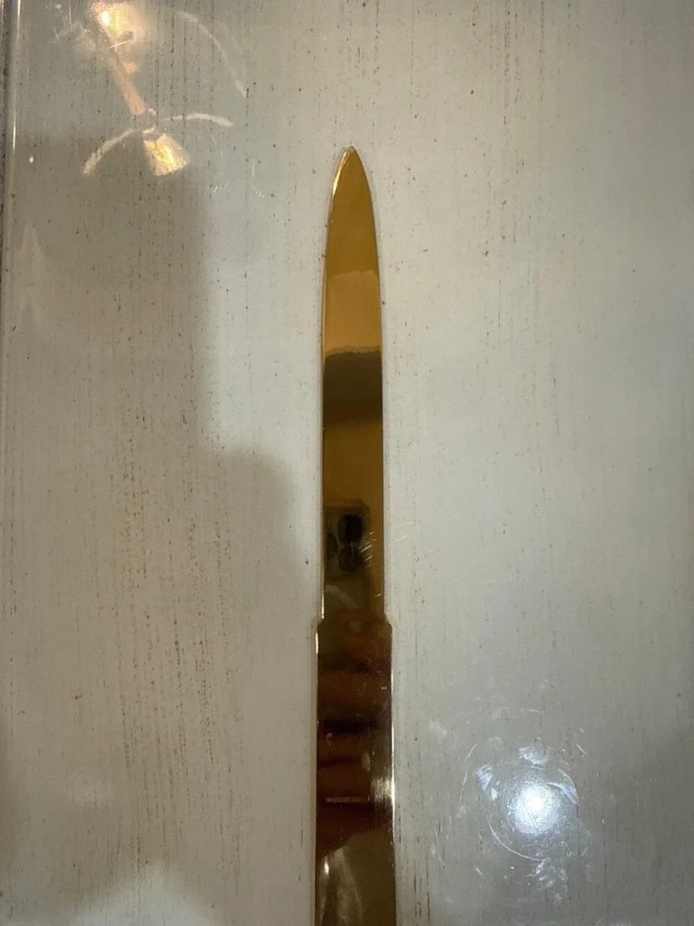 Vintage Minimalist Gold Tone Brass Letter Opener | Mid-Century Modern Desk Acces